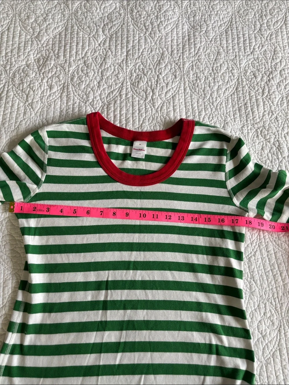 Hanna Andersson Women’s Cotton Christmas Holiday Green Striped Pajama Set Size M